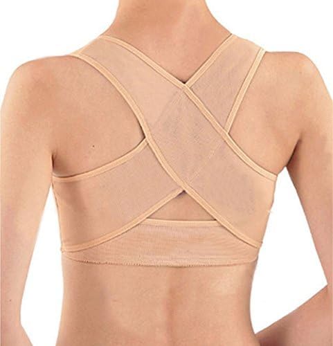 Chest Brace Up Prevent Humpback Correct Posture Corset Bra X Strap Vest (Large, Beige)