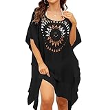 【Súper cómodo】Este vestido de baño corto es holgado y muy cómodo. El diseño oversize hace que esta túnica de playa sea muy cómoda y fácil de poner y quitar. Puedes moverte con libertad y comodidad cuando usas este cómodo vestido de verano.