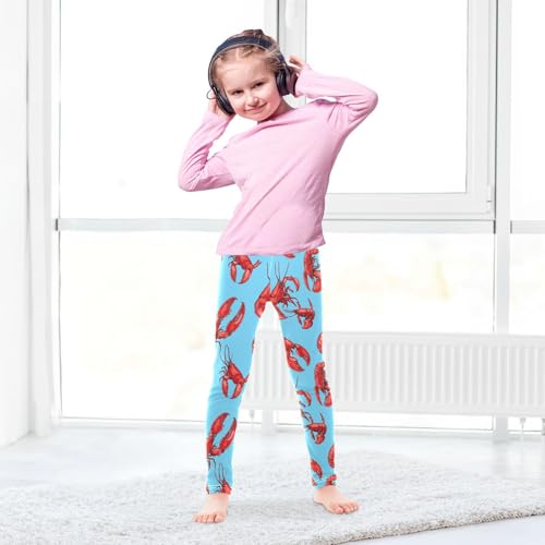 Red Lobster Girls' Leggings Toddler Doodles Blue Kids Yoga Pants Dance Active Tights 4T4