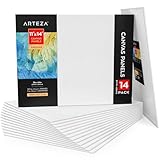 Arteza Malkarton, 27.9 x 35.6 cm, 14 Leinwände im Großpack, grundierte Malpappe 100% Baumwolle, 350 g/m², für Malerei, Acrylgießen, Ölfarben & nasse Kunstmedien, weiße Leinwand für Profis & Hobby