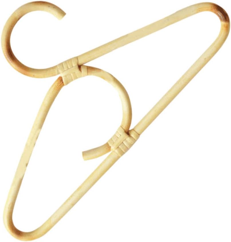 COLLBATH 1Pc Rattan Hanger with Double Hooks Rattan Clothing Rack for Closet Nursery for Hanging Clothes and Accessories