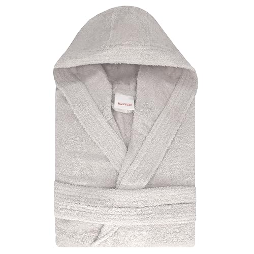 Bassetti Albornoz para hombre y mujer de rizo de algodón trendy, Albornoz contemporáneo para adultos de hombre, unisex de rizo con capucha, Humo contemporáneo, XL
