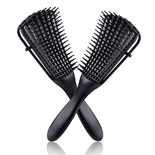 Ez Hair Detangler Brush, MORGLES 2 Pack Ez Detangler Brush Detangler Brush for Curly Hair Detangler Hair Brush for Afro Textured 3a to 4c Kinky Wavy Coily Thick Dry Long Hair