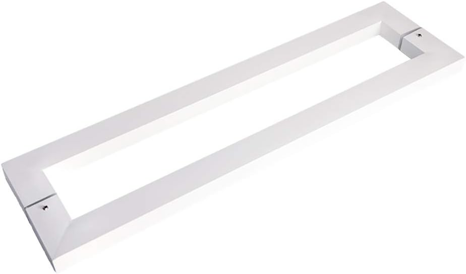 Painted Stainless Steel White Square Tube Handle Office Mall Push-Pull Door Handle Hardware, 5 Lengths-438×400mm