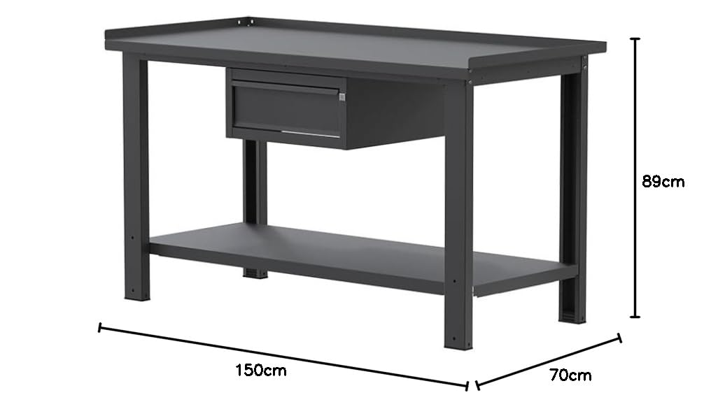 Sogi X3N_101A Banco da lavoro - 1.5 m - piano in acciaio - 1 cassetto - grigio antracite