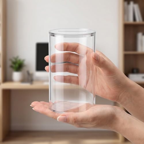 Hucha transparente de acrílico para propinas en comercio o ahorro infantil en casa, pack de 2 7