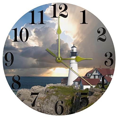 Horloge murale ronde silencieuse Lighthouse Cliff 25,4 cm à quartz - 2