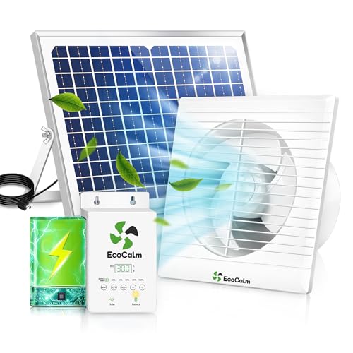 EcoCalm Solar Ventilator Outdoor mit Solar Powerbank, Wasserdichter Solar Lüfter mit einstellbarem...