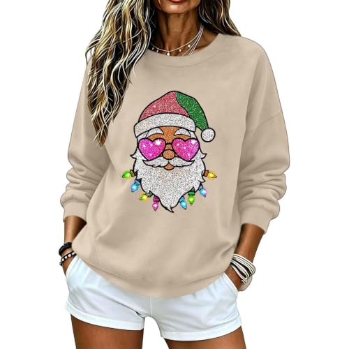 Christmas Womens Sweatshirts Funny Graphic Pullover Xmas Holiday Tops