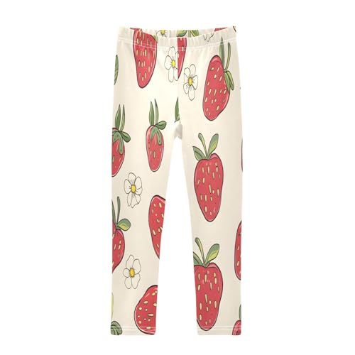 Bolaz Toddler Girls Leggings Printed Yoga Pants Leggings Strawberry White Flower for Kids