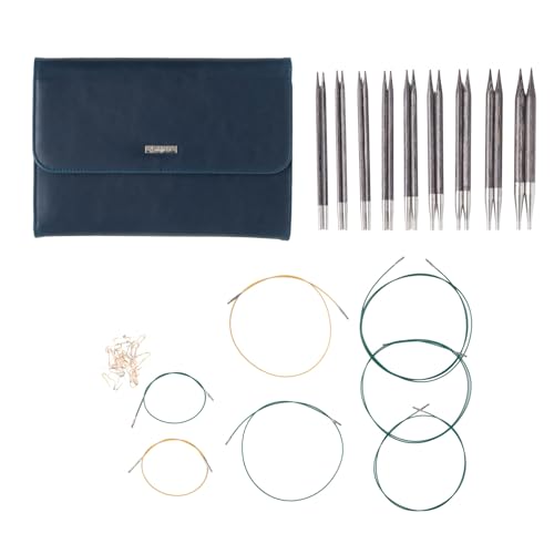 Image of Knit Picks Premium Wood Interchangeable Knitting Needles Set with Case | 9 sizes of 4.75 inch long Resilience knitting needles, sizes 4-11, includes cables, stitch markers, and endcaps.