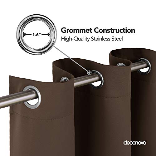 Image of Deconovo Blackout Curtain Darkening Bedroom or Living Room Grommet Thermal Insulated Lighting Reduce Drape, 52 x 95 in-1 Panel, Brown