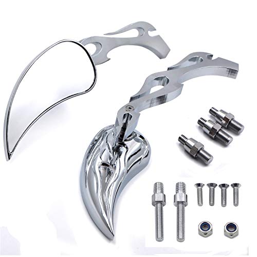 HONGK- Motor Billet Alloy Teardrop Flame Custom Mirror Compatible with Yzfr1 R1 R6 Fzr600 Yzf600R [B01C0SVP9Y] - Thumbnail 2