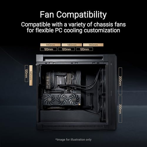 Image of ASUS ProArt PA602 Wood Edition Modern Black E-ATX Mid-Tower Case with Tempered Glass, 440 mm GPU Support, 420 mm Radiator & 3 Pre-Installed Fans