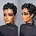 Rofa Beauty Pixie Cut Wig Human Hair Short Curly Pixie Wigs for Black Women Glueless Layered Brazilian Virgin Human Hair Wigs For Women Daily Use Black 1B Color