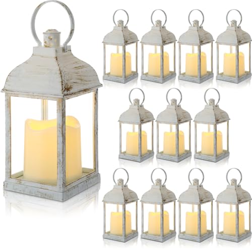 12 Set 10 Inch White Decorative Candle Lanterns Bulk Lanterns Cen...
