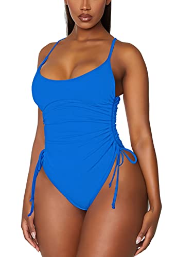 Image of Viottiset Women's Ruched High Cut One Piece Swimsuit Tummy Control Bathing Suit Monokini