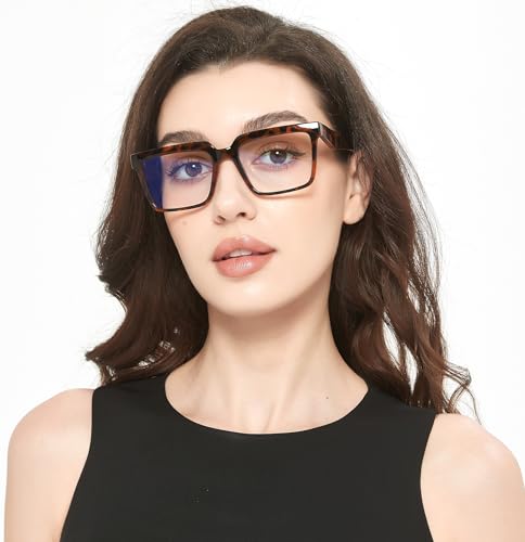 Image of Blue Light Blocking Glasses for Women Men, Square Thick Frame Anti Eyestrain & UV Glare JF6218