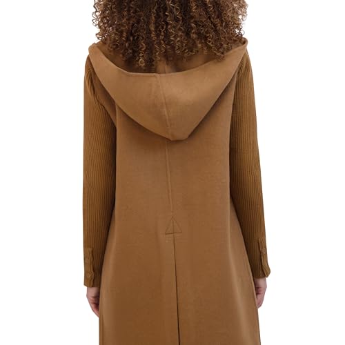 Kenneth Cole Women's Hooded Double Face Wool with Hidden Snap Closure and Rib Knit Sleeve Coat3