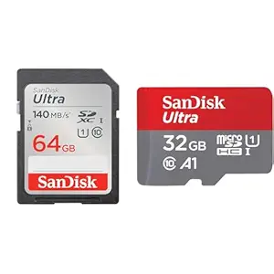 SanDisk Ultra UHS I 64GB SD Card 140MB/s for DSLR and Mirrorless Cameras, 10Y Warranty