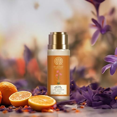 Image of Forest Essentials- After Shower on Wet Skin, After Bath Oil Lime Saffron Oudh||