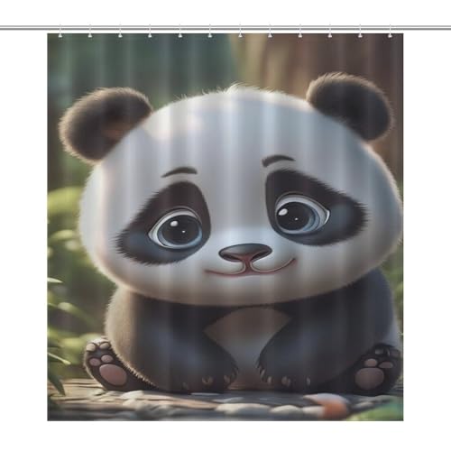 Rideau de douche panda impermeable anti eclaboussures pour baignoire propre - 7