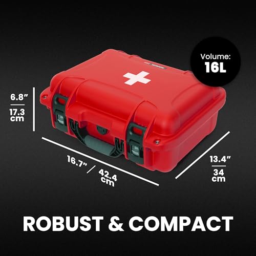 Image of NANUK 920 Waterproof First Aid Box Empty with Lid Organizer & Dividers - Durable Medical First Aid Organizer Case, IP67-Rated, Dustproof, Impact-Resistant, Floats (16.7 inch x 13.4 inch x 6.8 inch) - Red