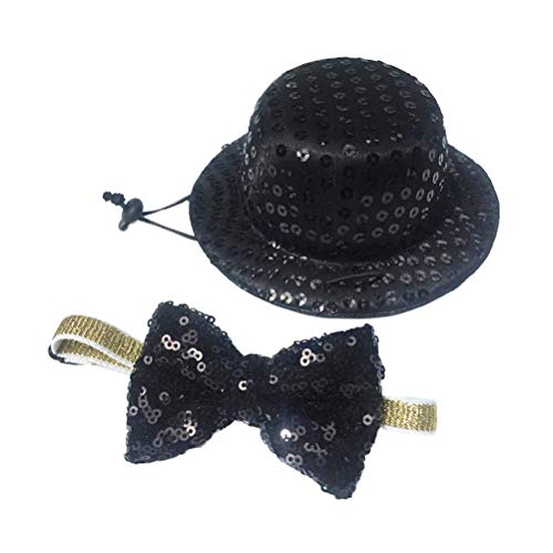 Disfraz para perro sombrero y corbatín negro S miniatura 3