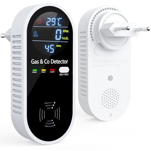 YOJOCK 4-in-1 Gas- und Kohlenmonoxid-Melder mit akustischem Alarm, CO Messgerät, Temperatur- & Feuchtigkeitssensor, Gaswarner, Selbsttest, für Haushalte mit Kindern, Senioren und Behinderten YOJOCK 4-in-1 Gas- und Kohlenmonoxid-Melder mit akustischem Alarm, CO Messgerät, Temperatur- & Feuchtigkeitssensor, Gaswarner, Selbsttest, für Haushalte mit Kindern, Senioren und Behinderten