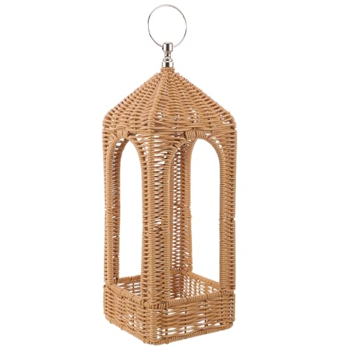 Holibanna Lámpara Decorativa de Mimbre para Terraza Exterior Soporte para Velas Votivas, Resistente al Clima y Estilo Bohemio Natural para Ambiente Elegante