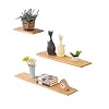 HJW Praktische opbergrek Home Decoratieve Wandmontage Drijvende Planken Sets van 3, Massief Hout Opknoping Opbergrek voor Woonkamer Slaapkamer Keuken Badkamer Display 1Huiyang-01020, Natuurlijk