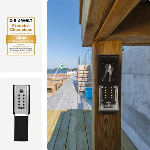 ABUS KeyGarage 767 - Schlüsselbox mit Bügel zur Wandmontage - mit Tastencode - für Schlüssel oder kleine Wertgegenstände - Schwarz-Silber