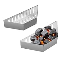 Relaxdays Kohlekorb Kugelgrill, 2er Set, HxBxT: 7,5x38x12 cm, direktes & indirektes Grillen, Stahl, Kohleschale, Silber