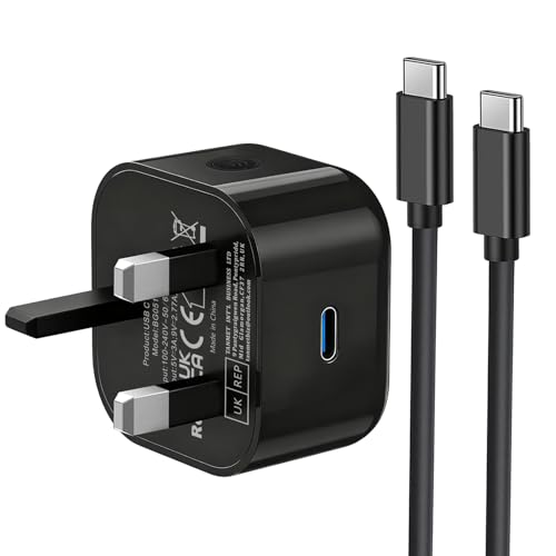 Samsung Fast Charger Plug and Cable 1M USB C Charging Plug and USBC Type C Lead 1M for Samsung Galaxy S26 S25 S24 S23 S22 S21 S21 S20 A17 A16 A15 A14 A13 A32 A33 A34 A35 A36 A53 A54 A55 A56 A26 A25