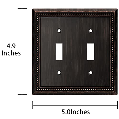 Image of Henne Bery Sunken Pearls Heavy Duty Decorative Wall Plate Switch Plate Outlet Cover (Double Toggle, Aged Bronze)