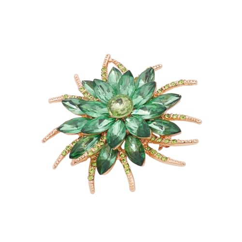 Image of Sparkling Crystal Flower Brooch Pins for Women Dainty Rhinestone Flower Shape Brooch Pin Suit Scarf Hats Decoration Wedding Jewelry