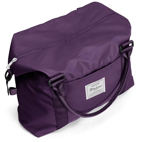 Sports Duffel Bags for Women Dark Purple Weekender Travel Totes Bag for Airplane, Cute Sports Gym Dance Bag Overnight Luggage Bag with Wet Pocket, Carry On Hospital Bag for Labor and Delivery