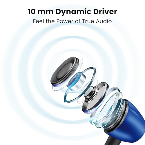 Image of TP TROOPS Wireless Bluetooth Neckband Headphone with 50H Playtime, Bluetooth v5.3 Earphone, 10mm Bass Driver, IPX4 Sweat Resistant, Type-C Fast Charging, Voice Assistant Support -(Blue)