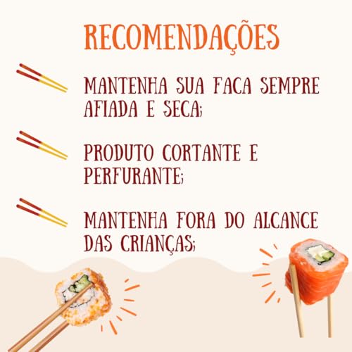Faca Sushi Yanagui, 8 Polegadas, Lâmina em Aço Inox, para cortes delicados de peixe