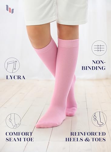 Hugh Ugoli 3 Pairs Silky Soft Premium Bamboo Socks for Girls, Boys, Kids, Absorb Sweat, Knee High Long Dress School Uniform2