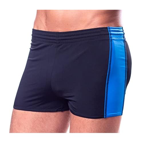 Aquarti Herren Badehose mit Kordelzug Gummibund, Farbe: Schwarz/Blau, Größe: 7XL