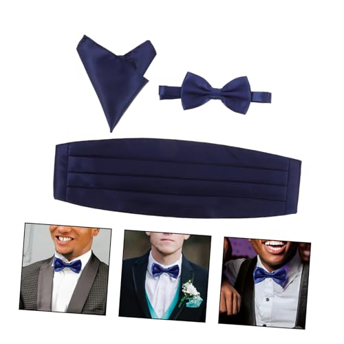Set de 3 piezas LIFKOME corbata de moño satín azul real miniatura 5