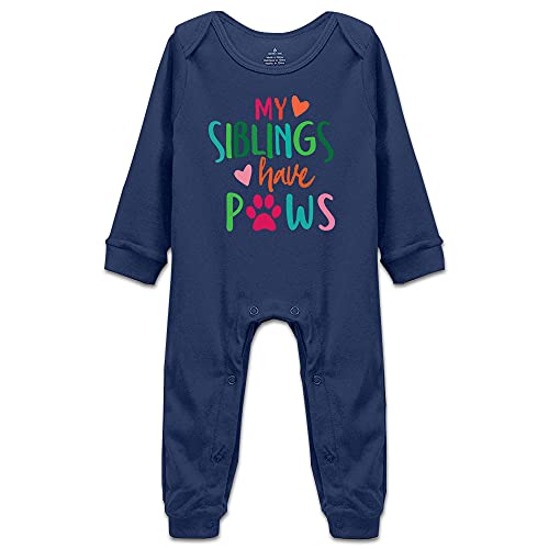 My Siblings Have Paws Baby Boys Girls Short Sleeve/Long Sleeve Romper Infant Sleeveless Jumpsuit Outfit