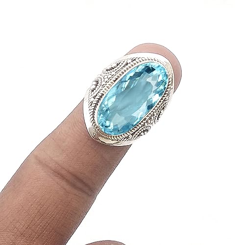 Solid 925 Sterling Silver Rings for Women & Girls, Sterling Silver Gemstone Ring Cocktail Mothers Day Gift, Bridesmaid Gift, Handmade Jewelry