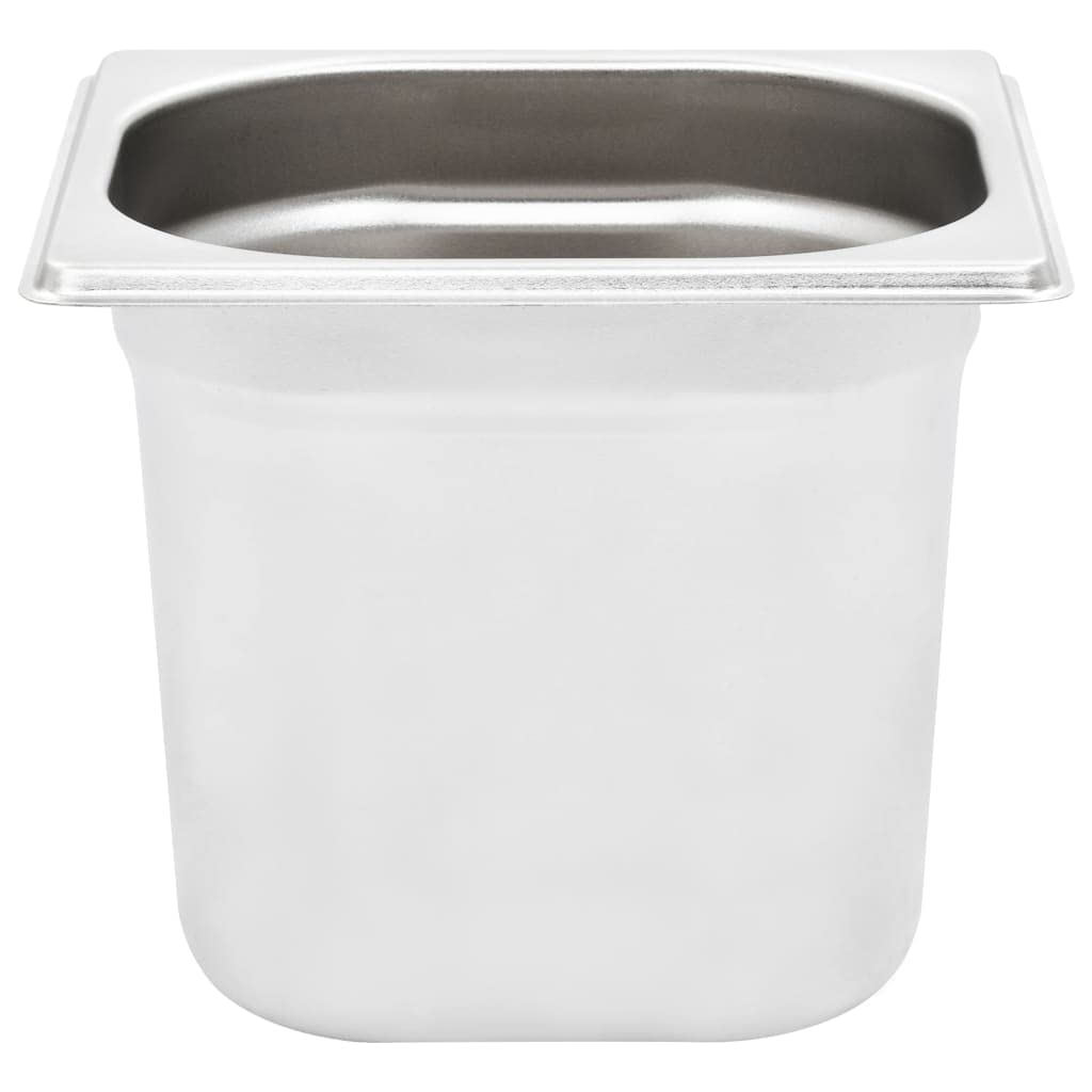 Bandejas Gastronorm 8 Unidades GN 1/6 150 mm Acero Inoxidable Plateado,50908
