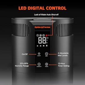 Spider Farmer Humidifier for Large Room 16L Plant Humidifiers with Multi-Channel Hoses and Extension Tube Temp & Humidity Probe 4 Cool Mist Mode 1400ml/h Output Quiet for Bedroom Grow Tent Indoor Spider Farmer Humidifier for Large Room 16L Plant Humidifiers with Multi Channel Hoses and Extension Tube Temp Humidity Probe 4 Cool Mist Mode 1400mlh Output Quiet for Bedroom Grow Tent Indoor