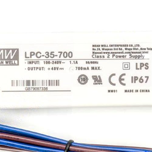Image of LPC-35-700 35W LED Driver - 9-48V 700mA Constant Current, Durable Plastic Enclosure, IP67 Rated for Harsh Outdoor Conditions, Ideal for Commercial and Architectural Lighting