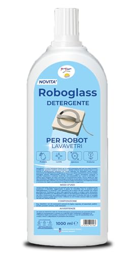 Roboglass - Soluzione detergente da 1 L per robot lavavetri formula igienizzante con profumo e flacone da 250 ml di prodotto in regalo