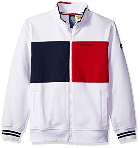 Tommy Hilfiger Men's Adaptive Sweatshirt with Magnetic Zipper and Mock Neck, bright white, X-Large