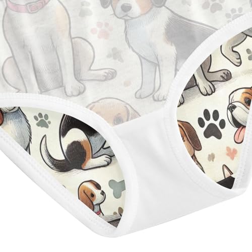 Cute Cartoon Dog Beige Toddler Girls Panties, Cotton Girls Underwear, 2T–8 Years4